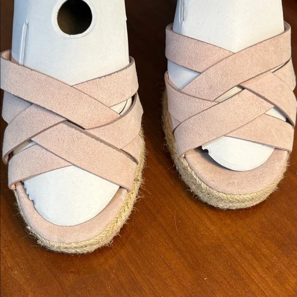 Women's Pink Espadrille Wedge Sandals Size 8/8.5 - Picture 2 of 7